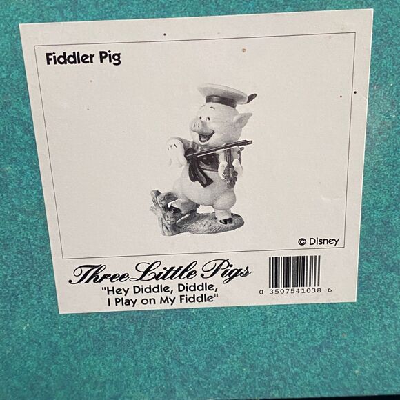 Walt Disney 3 Little Pigs 60th Anniversary Pig Playing Fiddle w/ COA, IOB - Picture 11 of 11